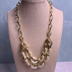 Banana Republic Cream Lucite & Gold Link Necklace